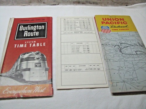 3 VINTAGE RAILROAD TIMETABLES-BURLINGTON ROUTE,1961; UPRR SCHEDULES #124 & 1964 - Picture 2 of 3