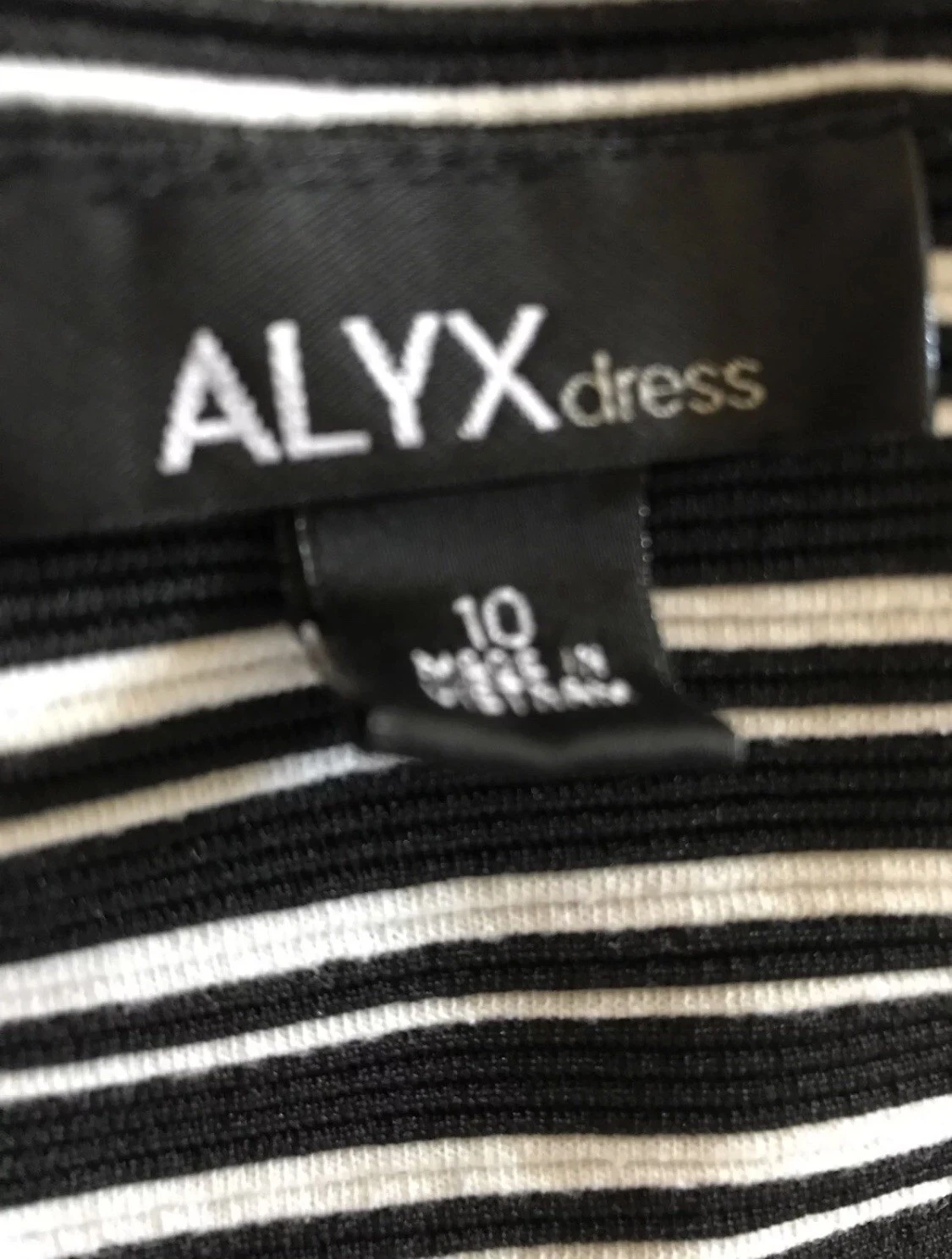 Abito ALYX taglia 10 nero e bianco a righe bodycon