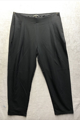 Shine Star Pants Size Large Black Pull On Side Zipper Flat Front Casual