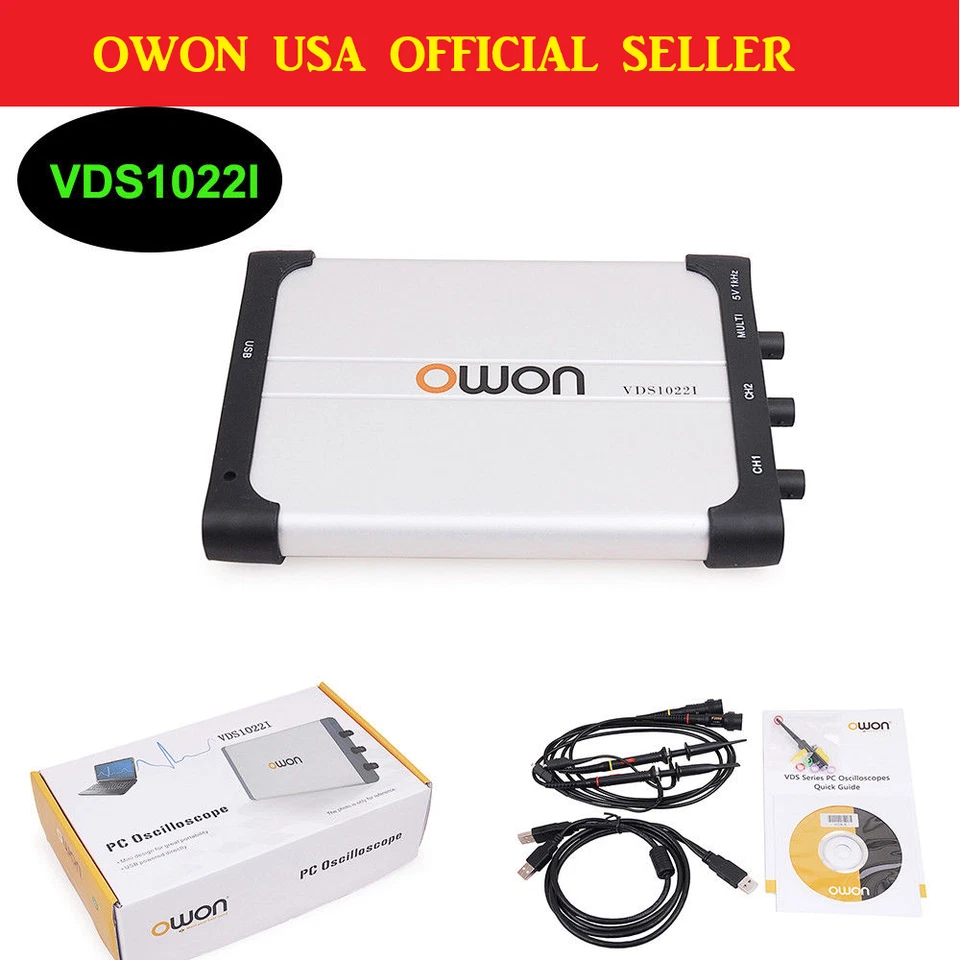 OWON VDS1022I USB Isolation PC Digital Storage Oscilloscope 25MHz 2+1 Ch 100MS/S - Image 2 of 4