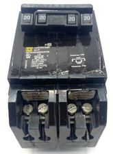 Homeline HOMT220220 Quad Two 2 Pole 20 Amp 120 240V AC Plug In Square D Breaker