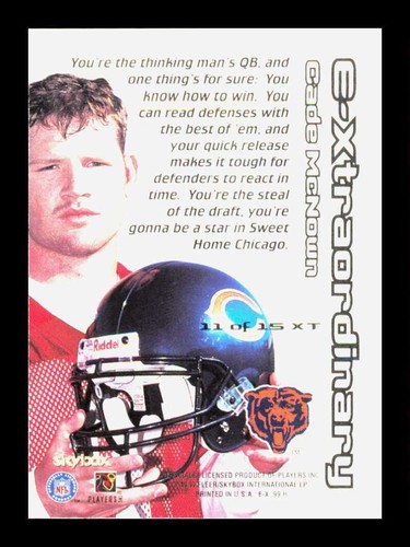 1999 Skybox EX Century E-Xtraordinary Cade McNown #11 Rookie RC Chicago Bears - Picture 2 of 2