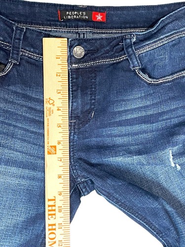 PEOPLES LIBERATION Women’s Low Rise Boot Cut Jeans Sz 29 Distressed Embellished - Picture 9 of 15