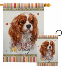 Charles Spaniel Happiness Garden Flag Dog Animals Decorative Gift Yard Banner