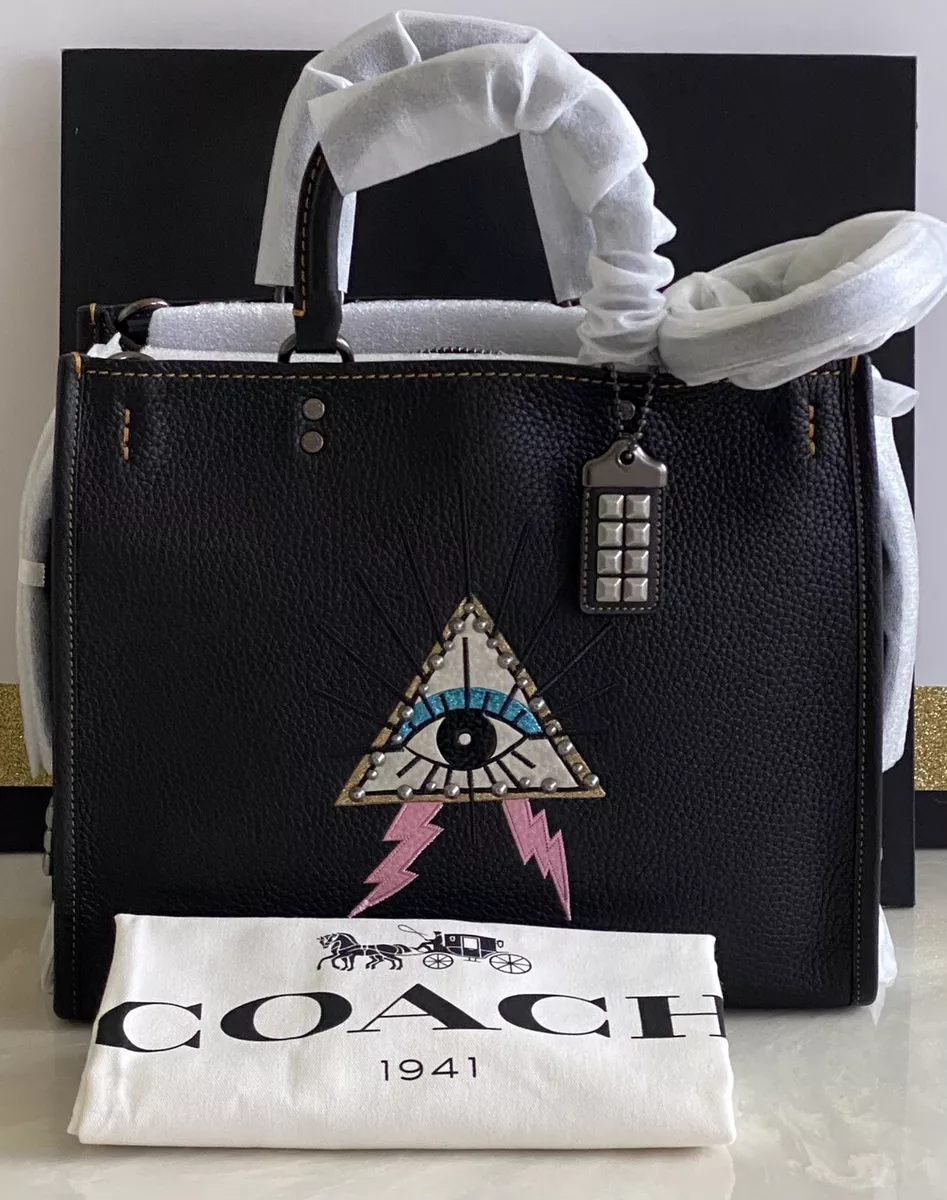 NWT COACH 1941 BLACK LEATHER ROGUE 30 PYRAMID EYE SATCHEL BAG