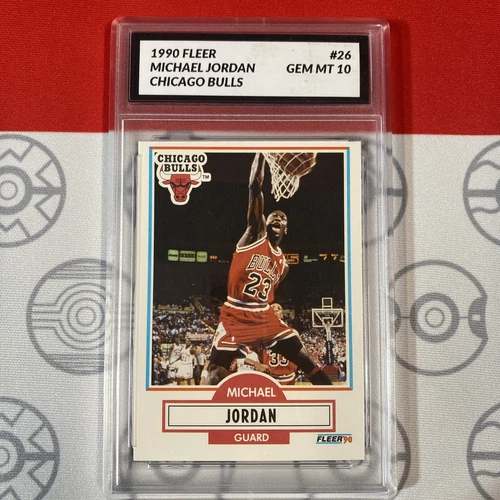 Graded 10 Michael Jordan 1990 Fleer Basketball Card #26 10 GEM MINT Card Slab 