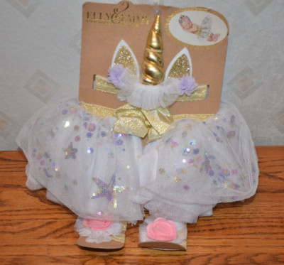Elly & Emmy 3 piece unicorn tutu set size 0-12M- NEW