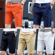 Men's Sweat Shorts Jogger Gym Casual Drawstring Pockets Cargo Half Pants Print