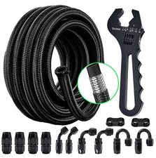 AN6 AN8 AN10 10FT 20FT CPE Nylon Fuel Line Kit Braided with Hose End Fittings