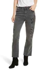 Free People Embroidered Crop Girlfriend Jeans 26 NEW WITHOUT TAG