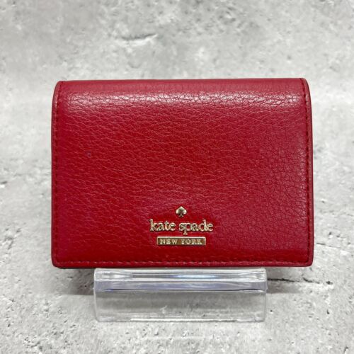 Kate spade coin case coin purse compact wallet Ladies Red Red Black Polka Dot - Picture 1 of 10