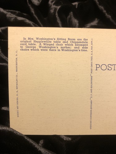Vintage Mt Vernon Mrs Washinton’s Sitting Room Linen Postcard George Washington - Picture 4 of 4