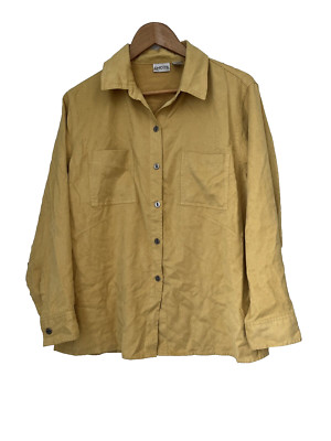 Chico's Button Down Top Size 2 or US Large Suede Yellow