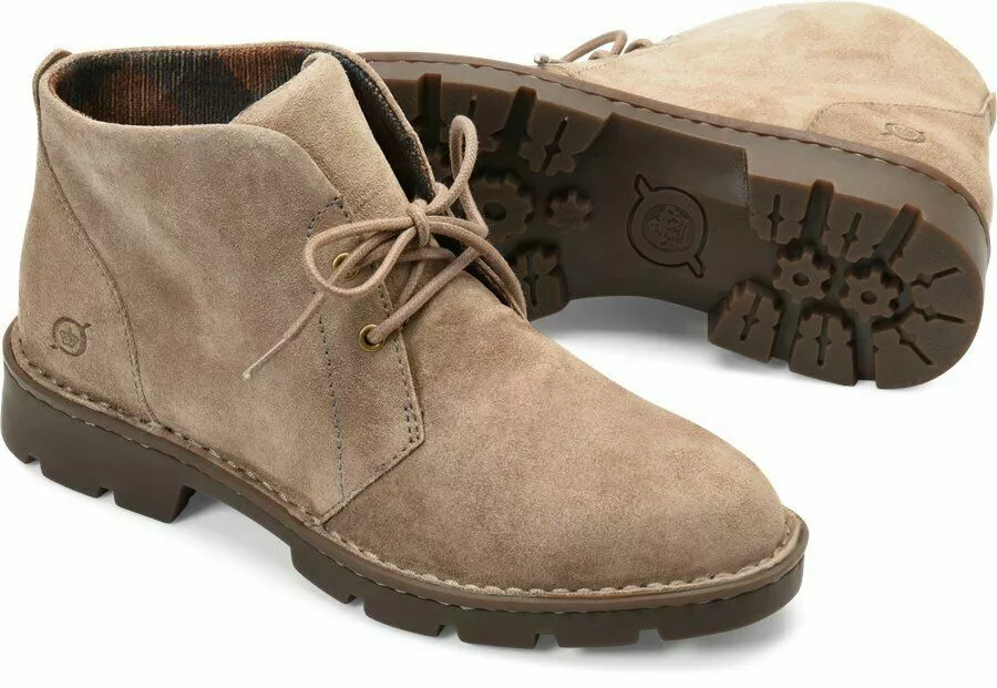 Women s Born Banni Lace Up Chukka Bootie Distresed Taupe Tortora Suede F69817