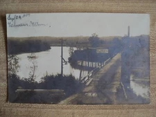 LeSUEUR MN Minnesota Bridge over River with $10 Fine Sign 1907 RPPC Postcard