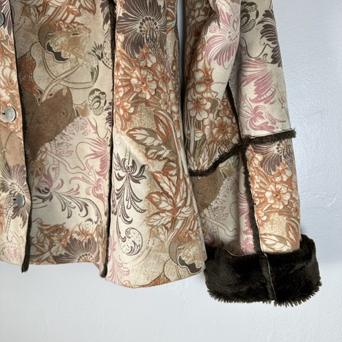 J. Jill Jacket Women’s Size Small Paisley Coat Velvet Fur Faux Suede Floral Soft - Picture 4 of 21