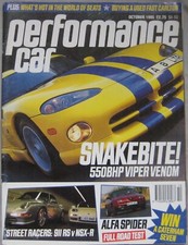 Performance Car 10/1995 featuring Chrysler Viper, Honda NSX, Porsche, Peugeot