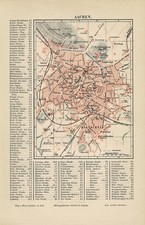 Stadtplan von AACHEN Original-Graphik 1885