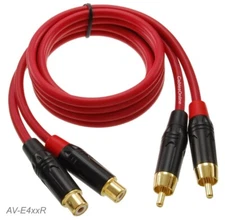 Dual-RCA Male/Female Ultra-Flexible Red Extension Audio Cable