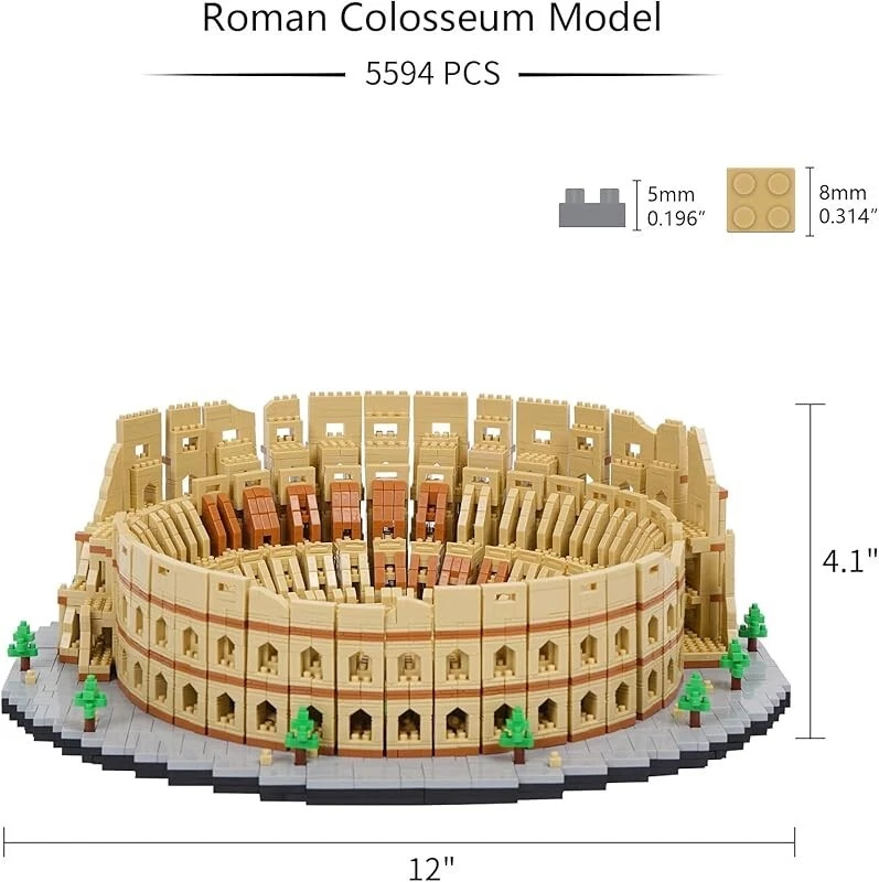 Roman Colosseum Building Blocks - Mini Model Kit for Kids, Creative Gift - Image 2 of 4