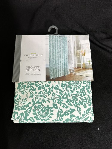 New Threshold Shower Curtain Green Botanical Floral - Picture 2 of 2