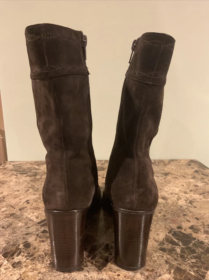 Gabriella Rocha Botas de Cuña Cuadradas de Cuero Marrón para Mujer Talla 9M [B6] Foto 3 de 4