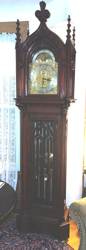 Antique Gothic Herschede 9 Tube/Tubular Grandfather Clock, Pattern 83 c-1910s
