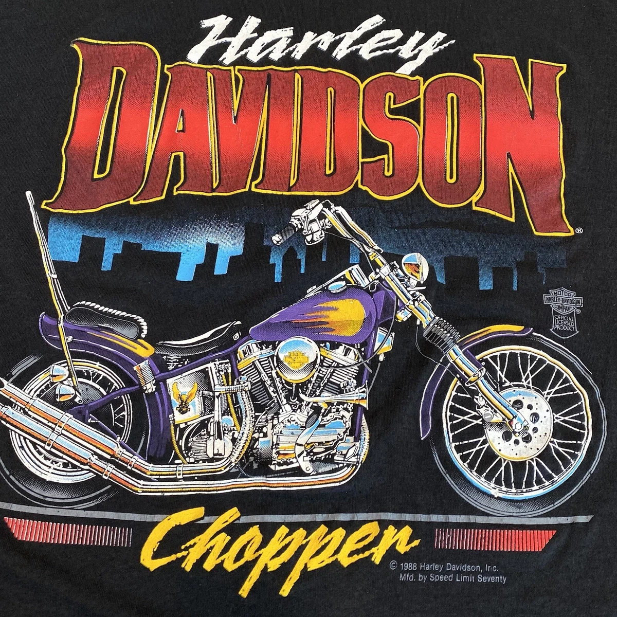 Vintage 80s 1988 Harley Davidson Speed Limit 70 Motorcycle Graphic Tee  Shirt M