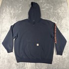 Carhartt Hoodie Mens XL Blue Original Fit Long Sleeve Pullover Logo Fleece Work