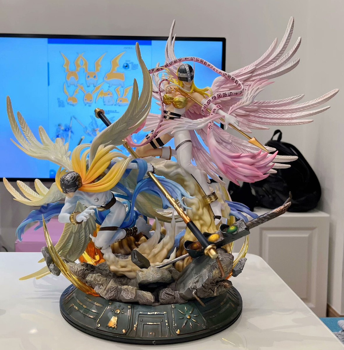 Angemon Angewomon Resin Miman Studio Digimon Collectibles 57cm | eBay