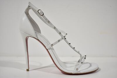 Christian Louboutin Riojana Spikes 100 White Ankle Strappy Sandal