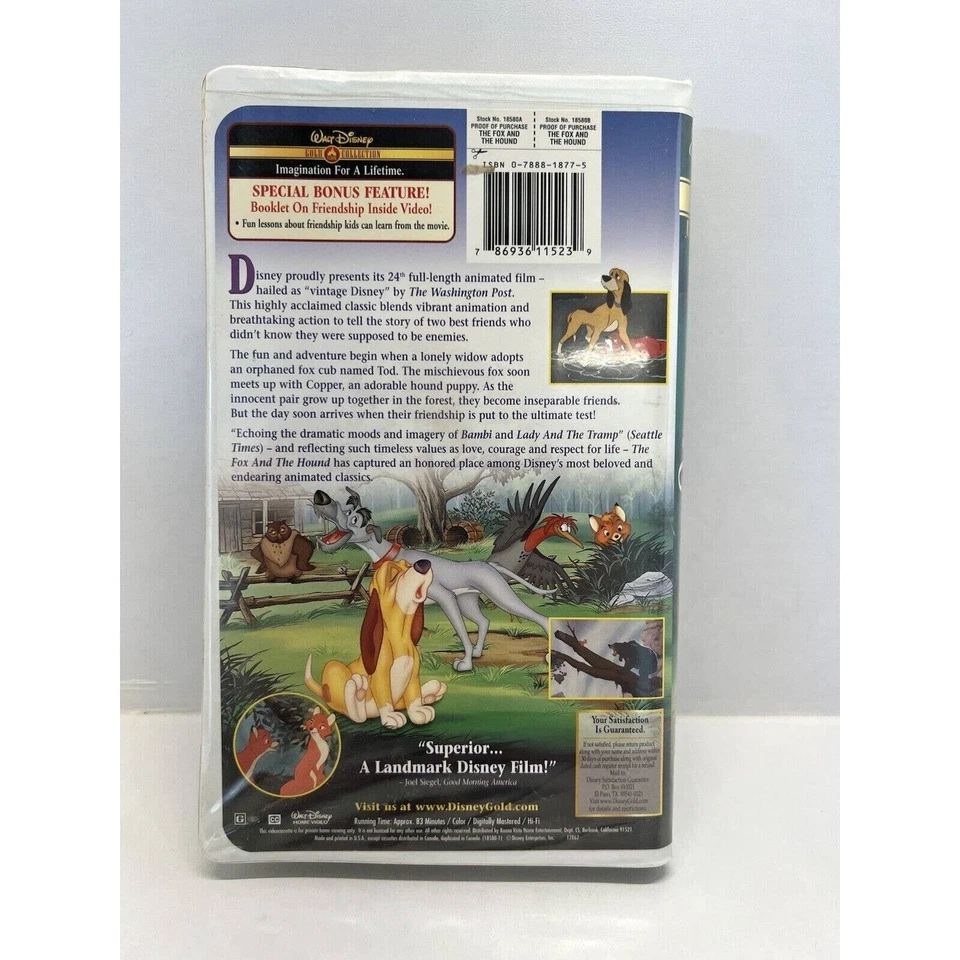 The Fox and the Hound (VHS, 2000, Disney Gold Collection) Free Shipping! - Image 4 of 4