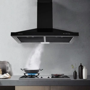 30in Wall Mount Range Hood Black Stainless Steel 450CFM Ducted/Ductless Vent New