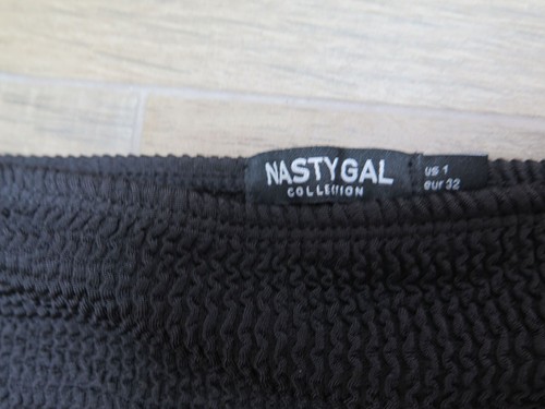 NWT Nasty Gal Black Sporty High Leg Crinkle Bikini Top Bottom Swimsuit size 1 - Picture 5 of 6