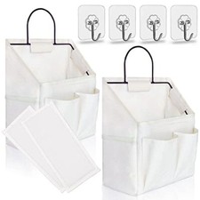 2pcs Small Wall Hanging Organizer Bag, Linen Fabric Door White-small 2 Pcs 