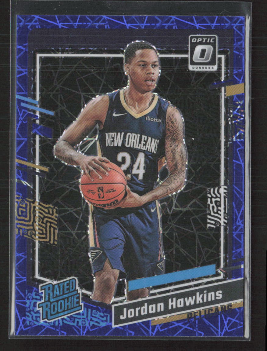 2023-24 Donruss Optic #238 Jordan Hawkins Blue Velocity RC Pelicans (A)