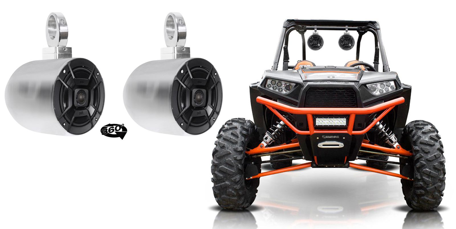 2 Колонки Polk Audio 65 с поворотной хромированной башней на 360 для RZRATVUTV 30390₽