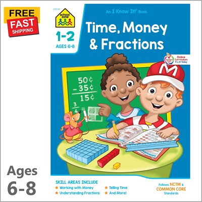 1st 2nd Grade Math Workbook Addition Subtraction Time Money for Kids Ages 6 7 8