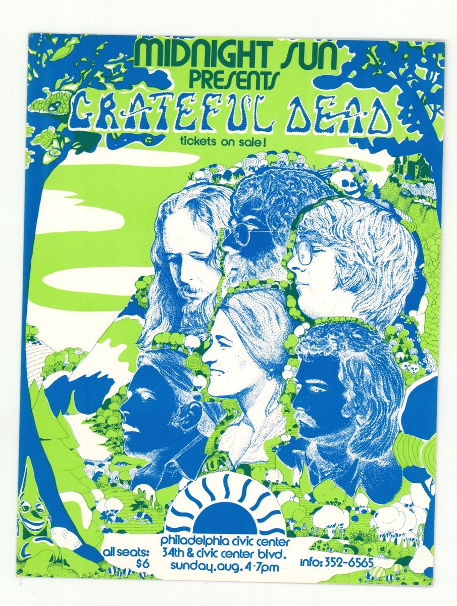 ORIGINAL Grateful Dead Handbill 1974 - Midnight Sun - Philadelphia