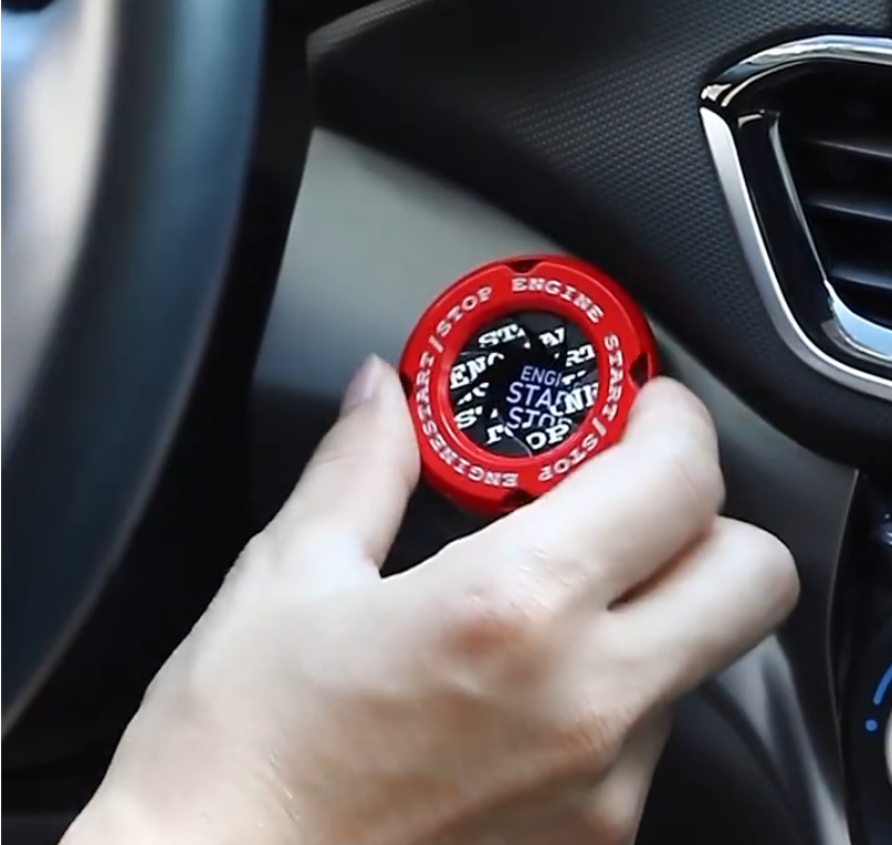 Rotatable Car Engine Start Stop Button Protective Cover Auto Accessory
