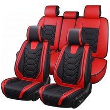 Car Seat Covers Waterproof Faux Leather Seat Covers for Full Set Black Red