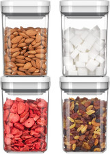 4 Pack Airtight Food Storage Container Set for Pantry Organization | One-Handed