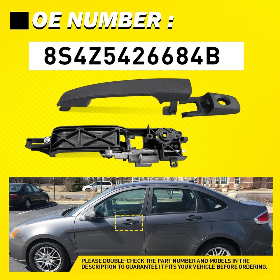 Juego de manija y soporte de puerta exterior izquierda delantera izquierda para conductor Ford Focus 08-11 1-10 Foto 3 de 4