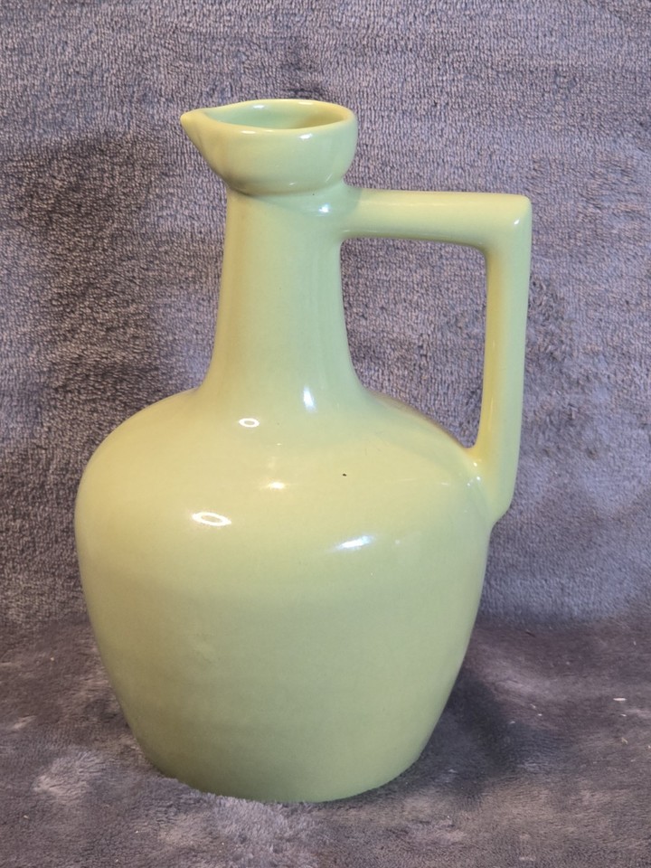 Vintage Mid Century Modern Chartreuse Green Ceramic Pitcher Jug Decanter MCM