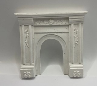 Dolls House White Plaster Fireplace R : 24/6 (KE/12)