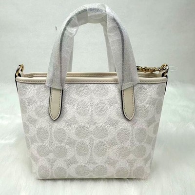 Coach Mini City Tote Crossbody Sig Canvas White/Chalk CW032 in