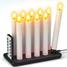 10pcs Flameless Rechargeable Taper Candles, Bright Realistic Flickering LED E...