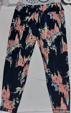 H&M Women's Sport Leggings gym run large ankle Floral  Regular EURXL UK20 VGC