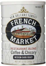 French Market Medium-Dark Roast Restaurant Blend Ground Coffee & Chicory, 12 oz