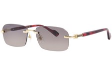 Gucci GG1221S 006 Sunglasses Gold/Red Havana Rectangle Shape 56mm